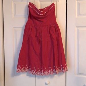 Strapless red and white dress